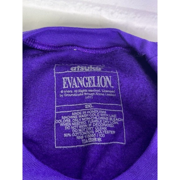 Evangelion Neon Genesis EVA 1 Anime Pullover Crew Sweatshirt Purple Mens 2XL - Picture 5 of 11